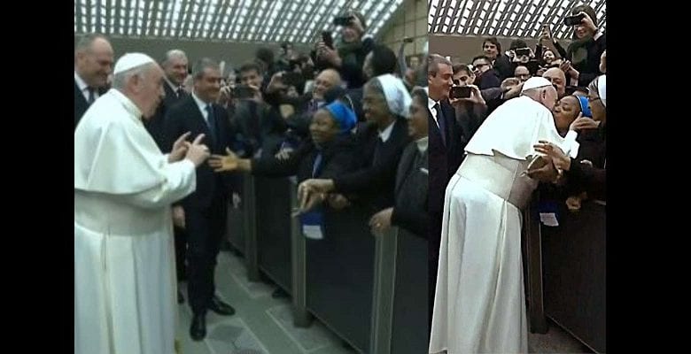 « Un Baiser Mais Ne Mordez Par ! », La Condition Du Pape François Pour Embrasser Une Religieuse (Vidéo)