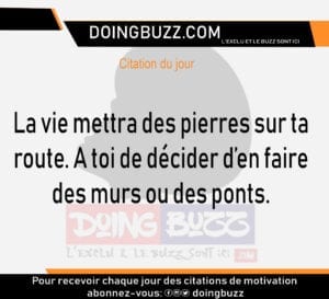 Citation Du Jour : La Vie Mettra Des Pierres Sur Ta Route, À Toi De Décider D&Rsquo;En Faire Des Murs Et Des Ponts