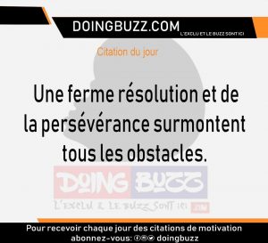 Citation Du Jour: Une Ferme Résolution Et De La Persévération Surmontent Tous Les Obstacles