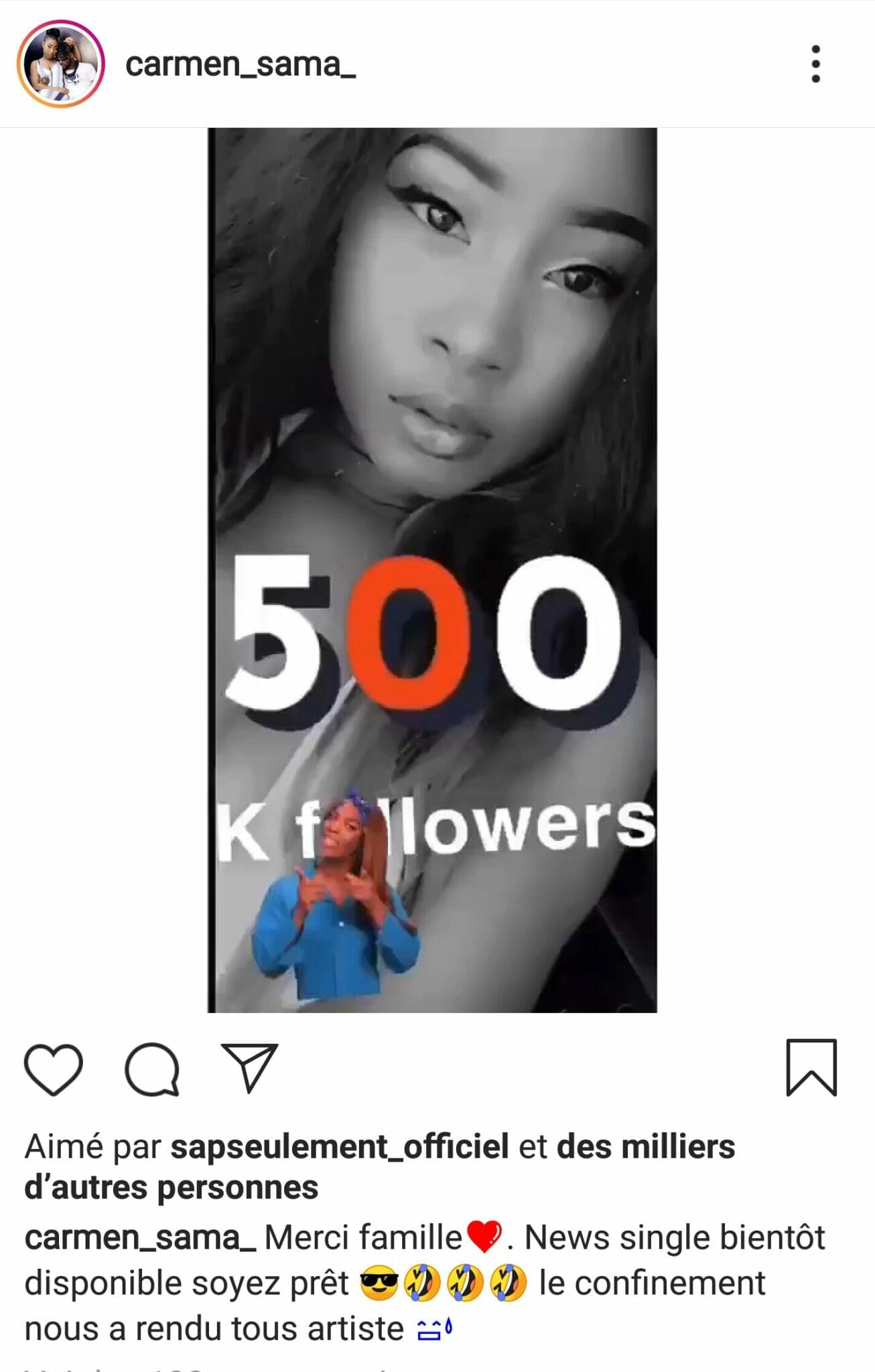 capture carmen sama instagram doingbuzz - Carmen Sama passe le cap de 500 000 abonnés sur Instagram