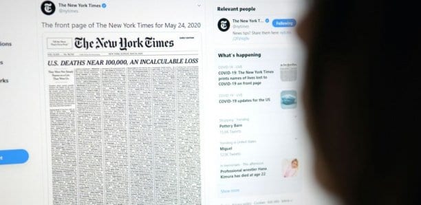 La Une Du « New York Times » Emplie De 1000 Décès Du Coronavirus