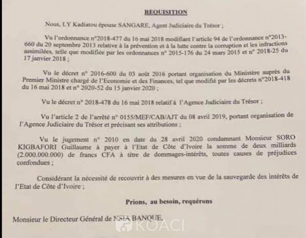 Côte Divoire Le Trésor Veut Bloquer Les Comptes En Banque De Guillaume Soro
