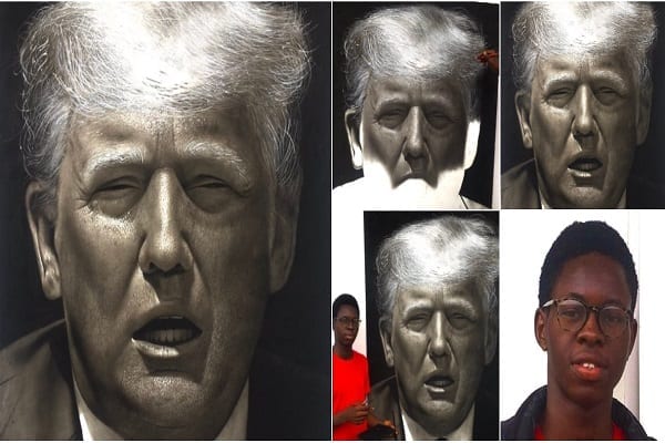 A 17 Ans, Ce Jeune Nigérian Réalise Un Magnifique Portrait De Donald Trump