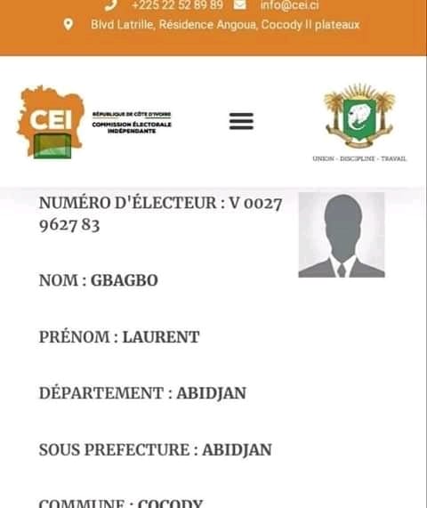 Côte Divoire Le Nom De Laurent Gbagbo De Retour Sur Le Site De La Cei
