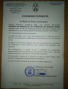 Togo/Alerte : Un Préfet Met Fin Aux Activités D&Rsquo;Une Entreprise Collectant L&Rsquo;Argent Des Citoyens