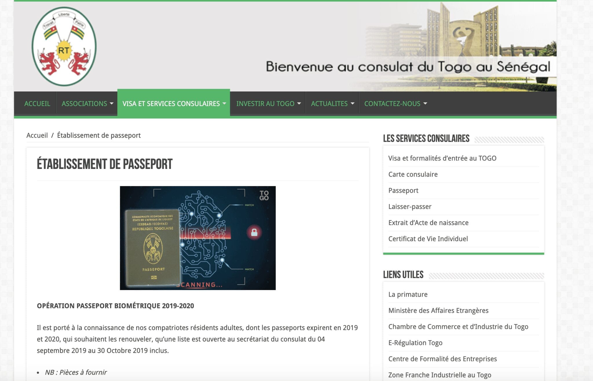 Opération Passeport Biométrique 2019-2020 Consulat Togo Au Senegal
