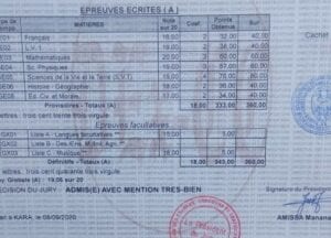 Bac1 2020 Au Togo : Il Obtient Une Moyenne De 19,06