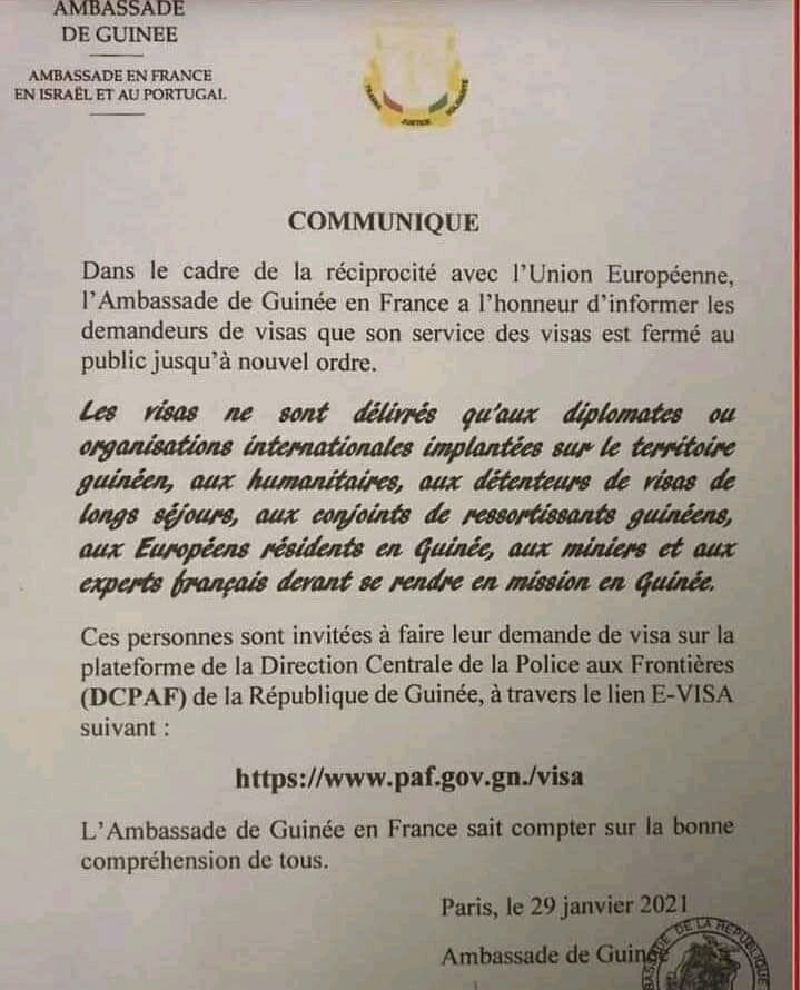 Visa lambassade de Guinee donne une replique a la France doingbuzz - Visa/ l'ambassade de Guinée donne une réplique à la France