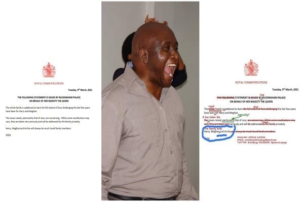 Un Kényan corrige les fautes d’anglais dans la déclaration de la famille royale britannique concernant Meghan