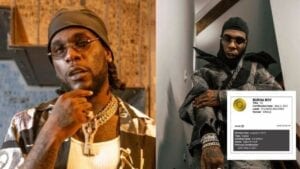 Burna Boy Certifié Disque D’or Aux États-Unis