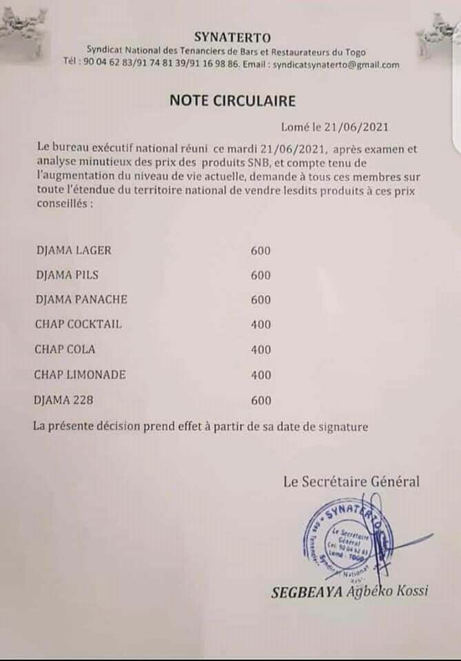 Urgence Au Togo Le Prix De La Biere Et Autres Sucreries Vient Daugmenter Doingbuzz