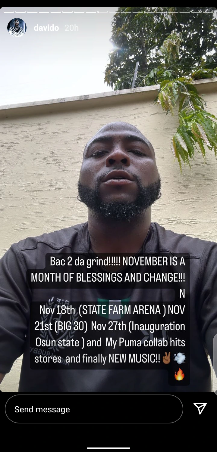 Davido Révèle Les Événements Attendus En Novembre