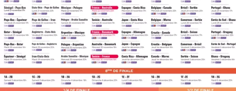 calendrier coupe du monde