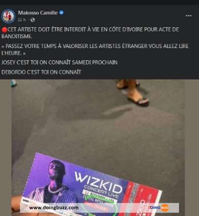 Camille Makosso Tacle Wizkid Après Son Concert Raté En Côte D’ivoire
