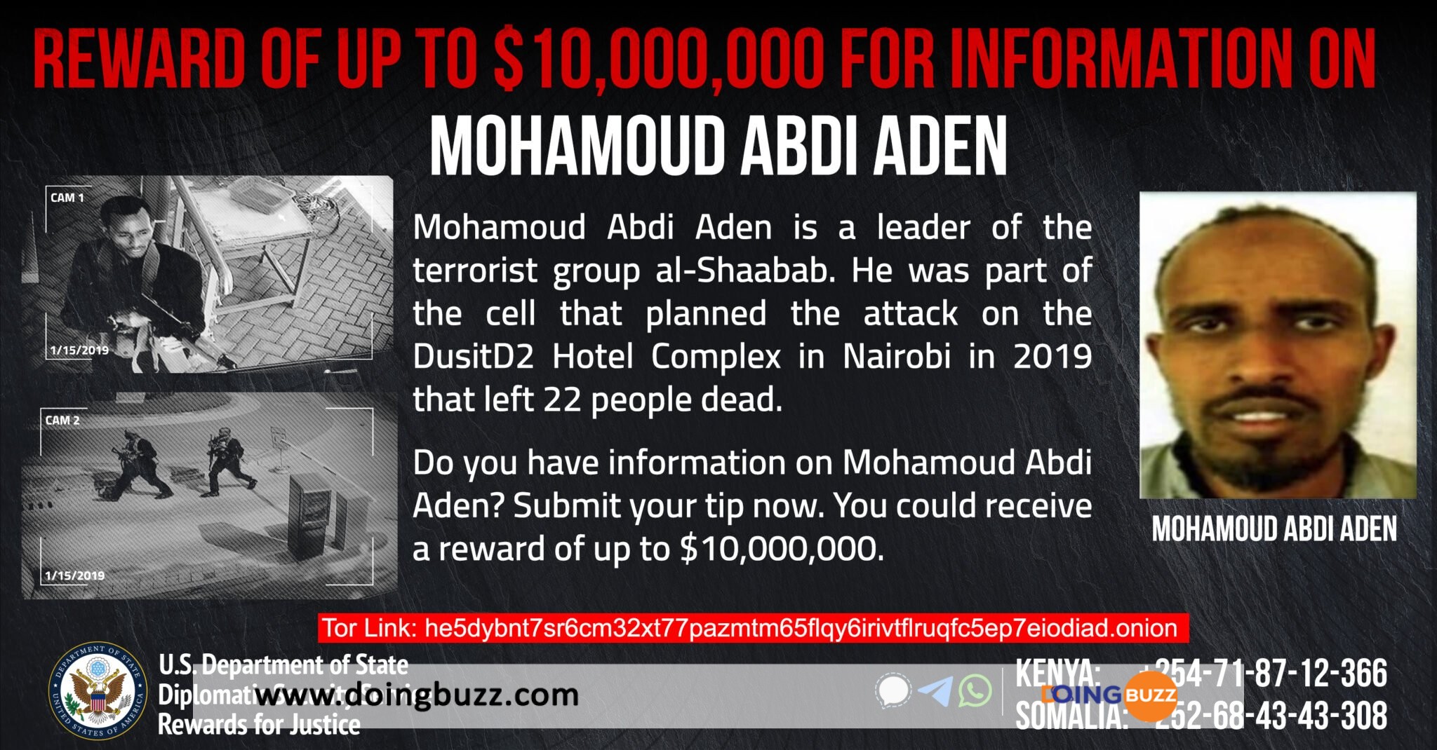 Mohammud Abdi Aden : Les États-Unis Offrent 10 Millions De Dollars Pour Traquer Le Cerveau D’al-Shabaab