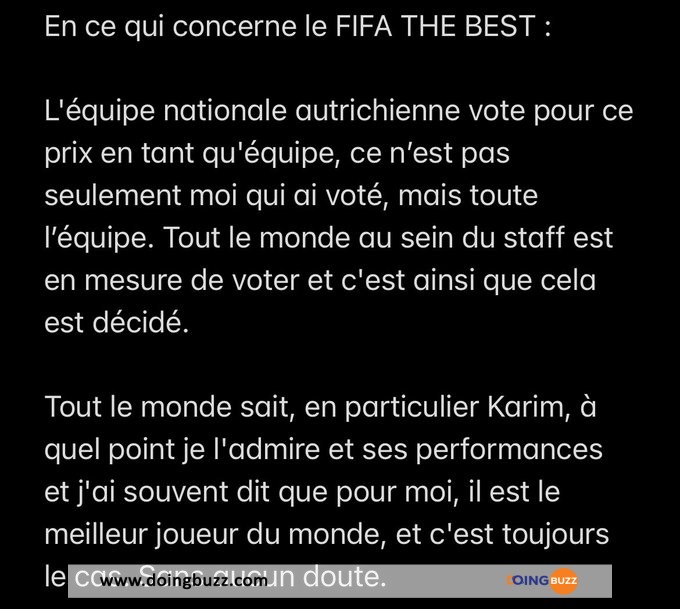 Fifa The Best 2022 : David Alaba A Décidé D’éteindre La Polémique Par Ce Message