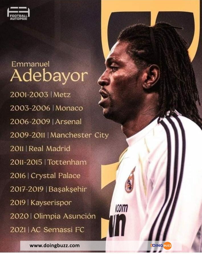 Emmanuel Adebayor : Voici les clubs dans lesquels la star togolaise a joué