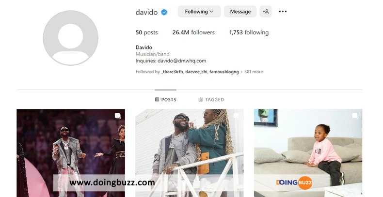 Davido Supprime La Quasi-Totalité De Ses Posts Instagram : Ses Fans S'Inquiètent