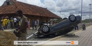 Bénin : Un Véhicule Fait Tonneau À Godomey Dans La Commune D’abomey Calavi