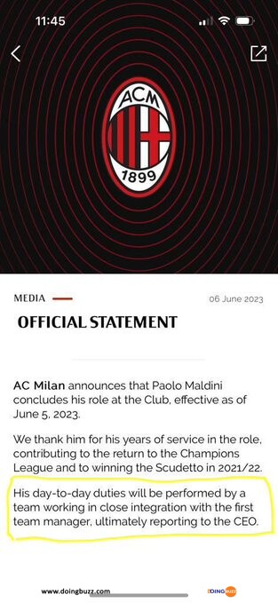 Fin de l'aventure pour Paolo Maldini à la tête de l'AC Milan ! 