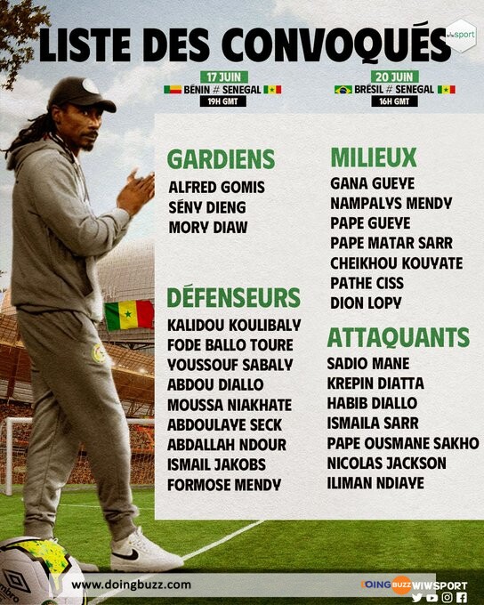 Voici La Liste Du Sénégal Sans Edouard Mendy Pour Affronter Le Bénin Et Le Brésil