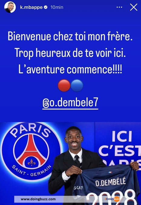 Kylian Mbappé's reaction to Ousmane Dembélé's arrival at PSG