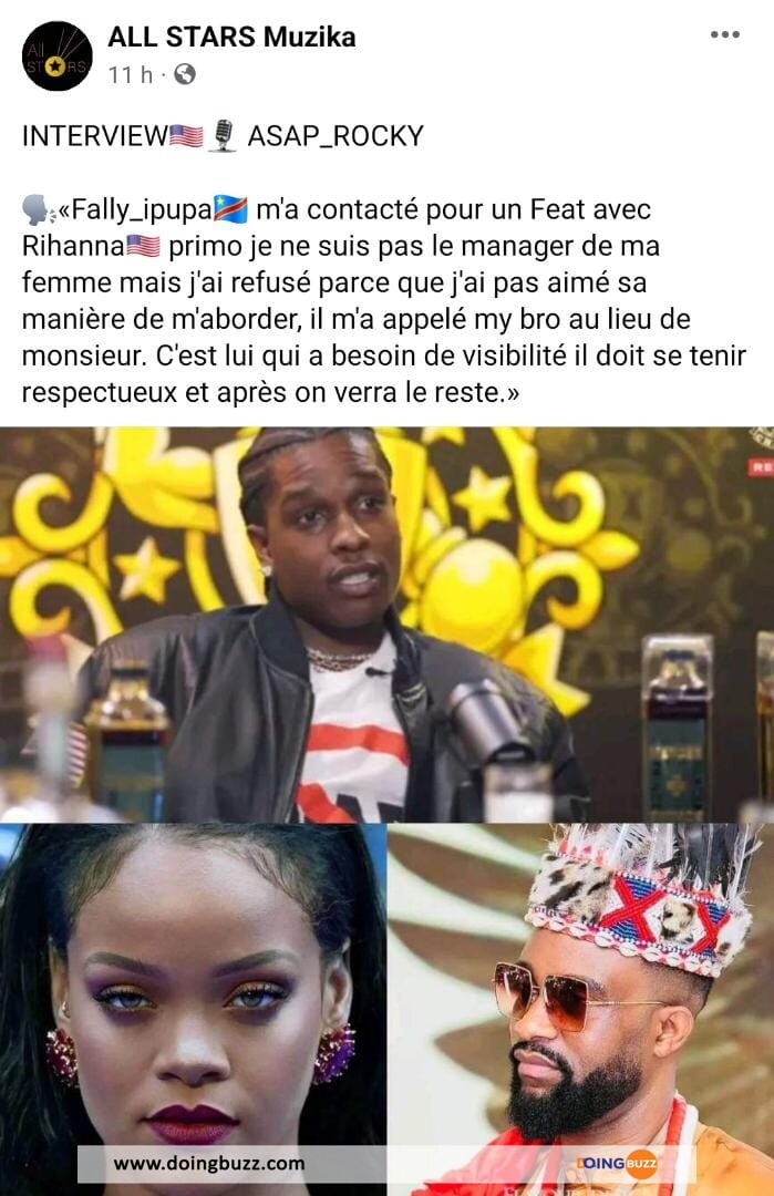 The collaboration between Fally Ipupa and Rihanna in danger because of Asap Rocky
