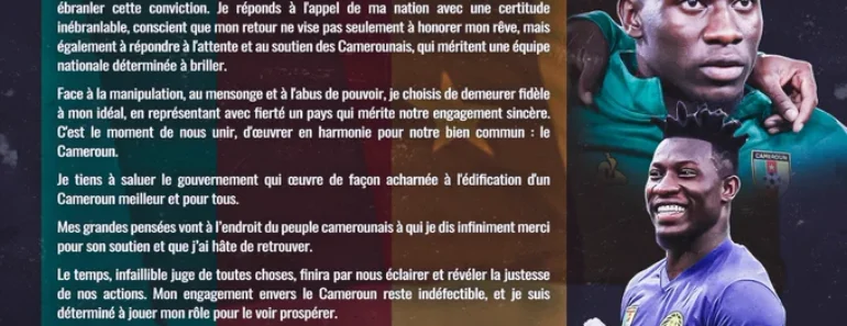 André Onana A Pris Une Grande Décision Pour Le Cameroun !