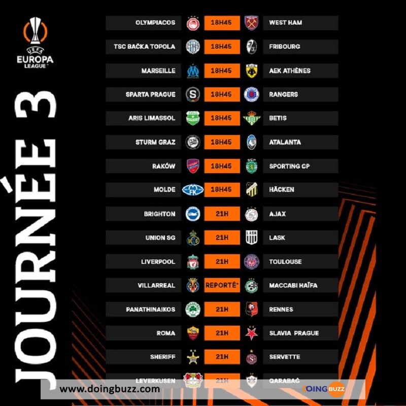 Europa League : Voici Le Programme Entier Des Matchs De Ce 26 Octobre ! 