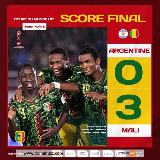 Coupe Du Monde U17 : Le Mali A Décroché La Médaille De Bronze En Battant L’argentine, Le Score !