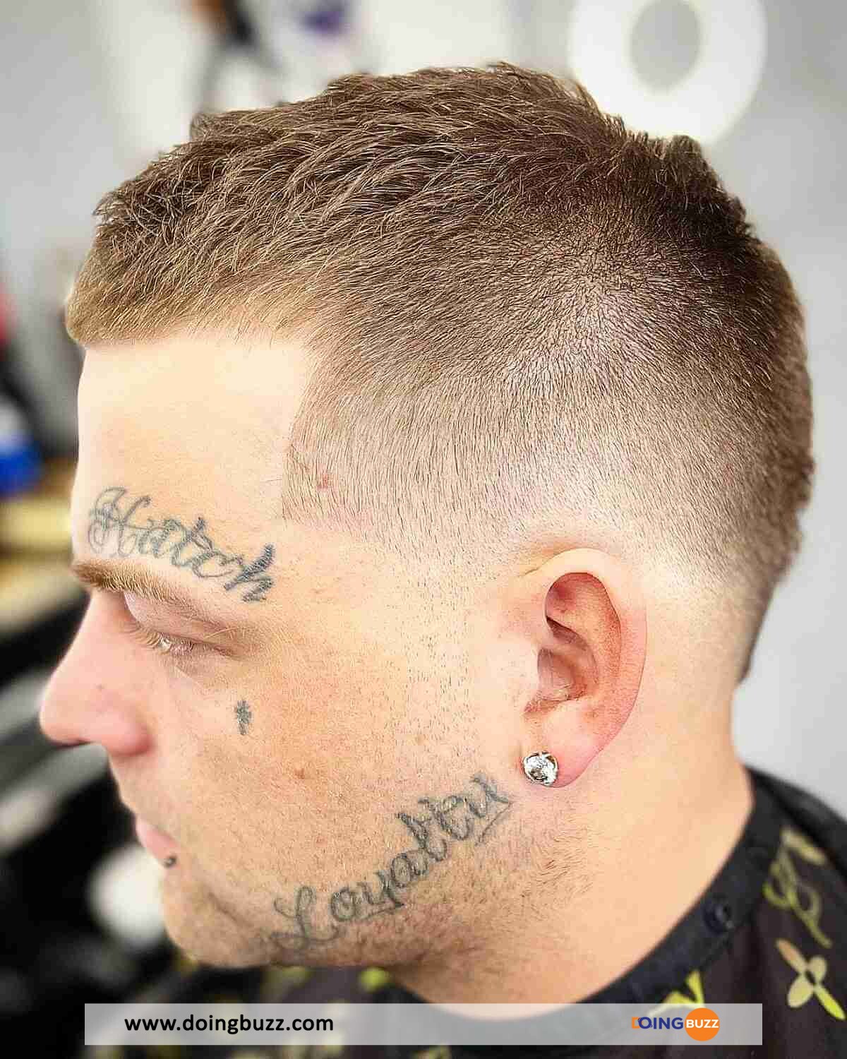 Blonde Crew Cut With Tapered Burst Fade For Guys