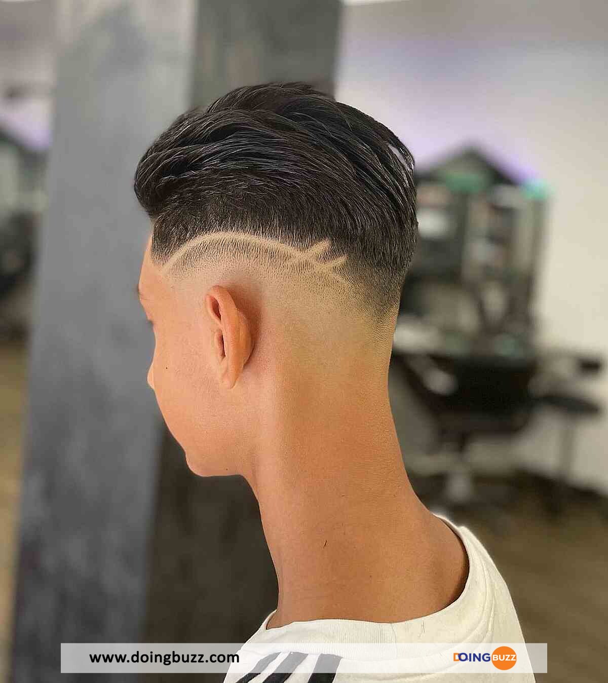 Low Taper Fade And Shaved Lines For Men