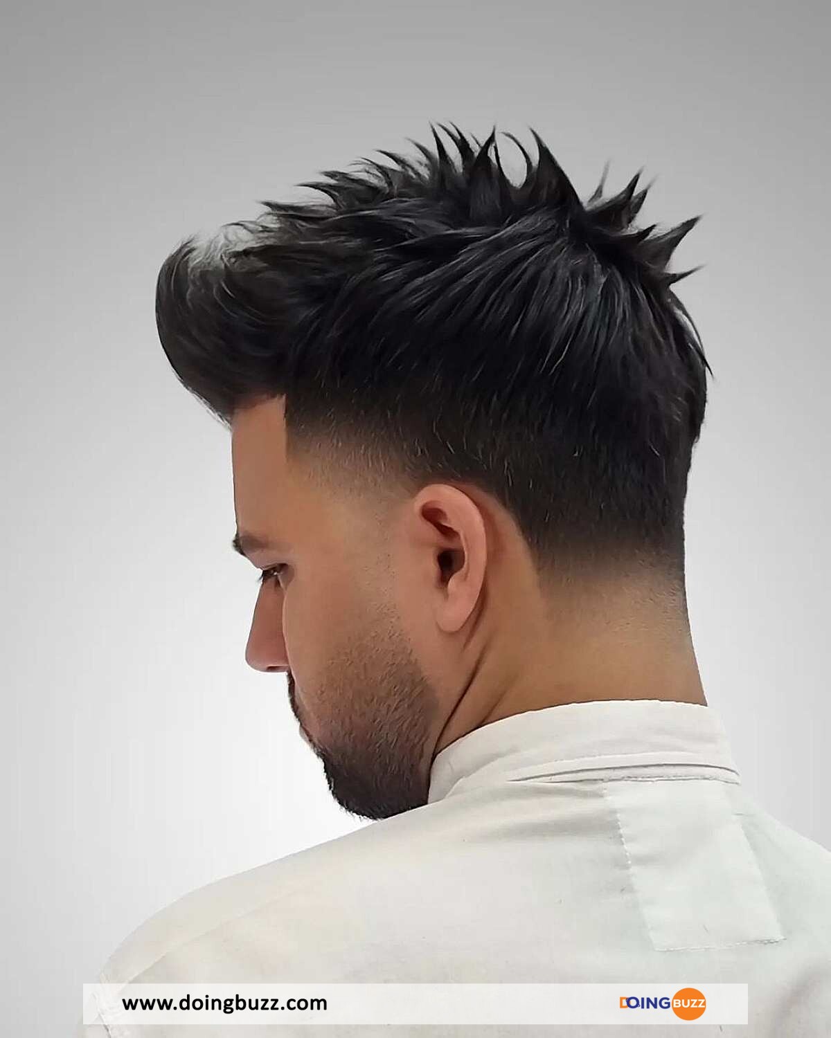 Medium Spiky Hair With Low Taper Fade For Men