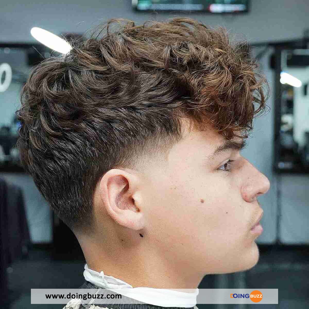 Taper Fade Haircut With Tousled Curls