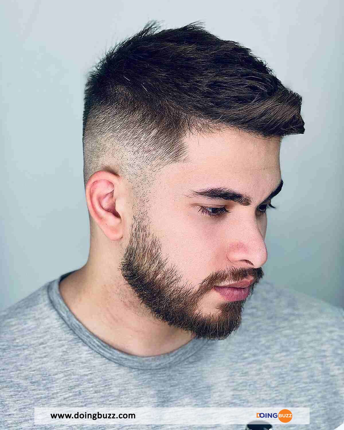 Textured Top On A Taper Faded Haircut