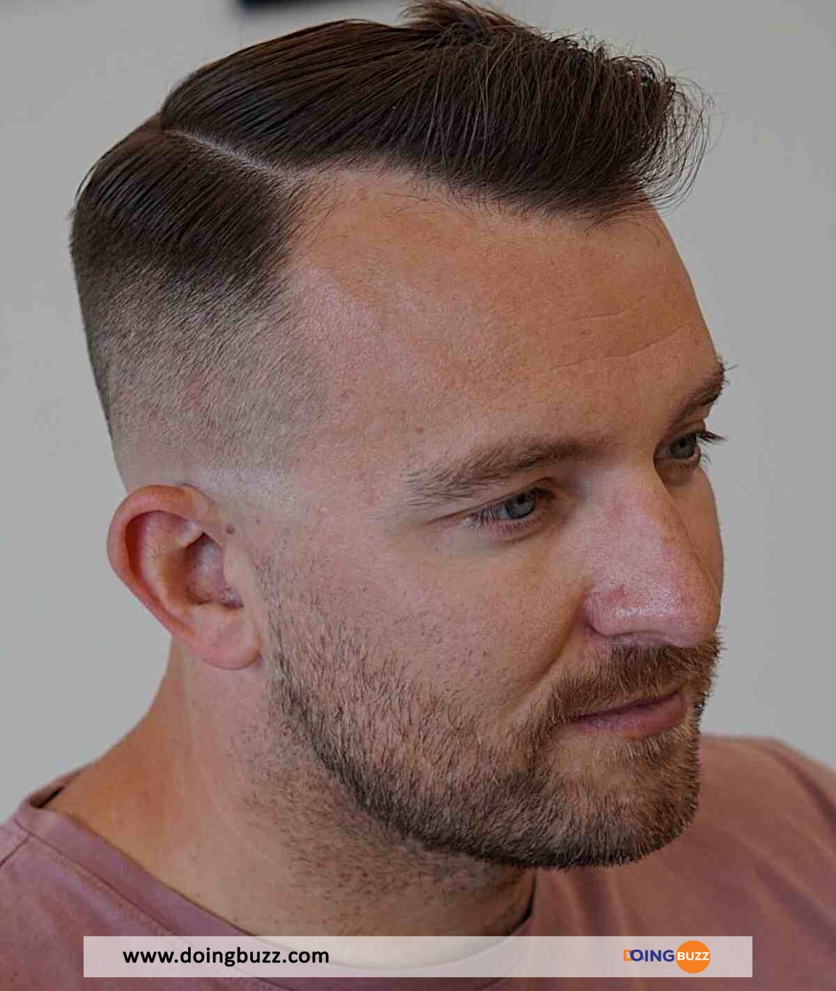 Very Short Pompadour Taper With A Hard Part