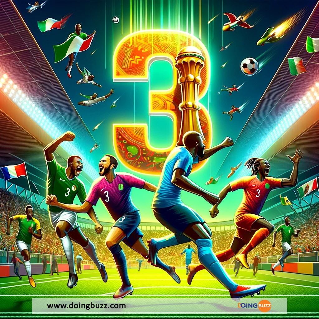 Dall·e 2024 01 22 23.19.32 A Vibrant Digital Illustration Depicting The Excitement Of The African Cup Of Nations Football Tournament. The Image Should Show A Diverse Group Of Fo