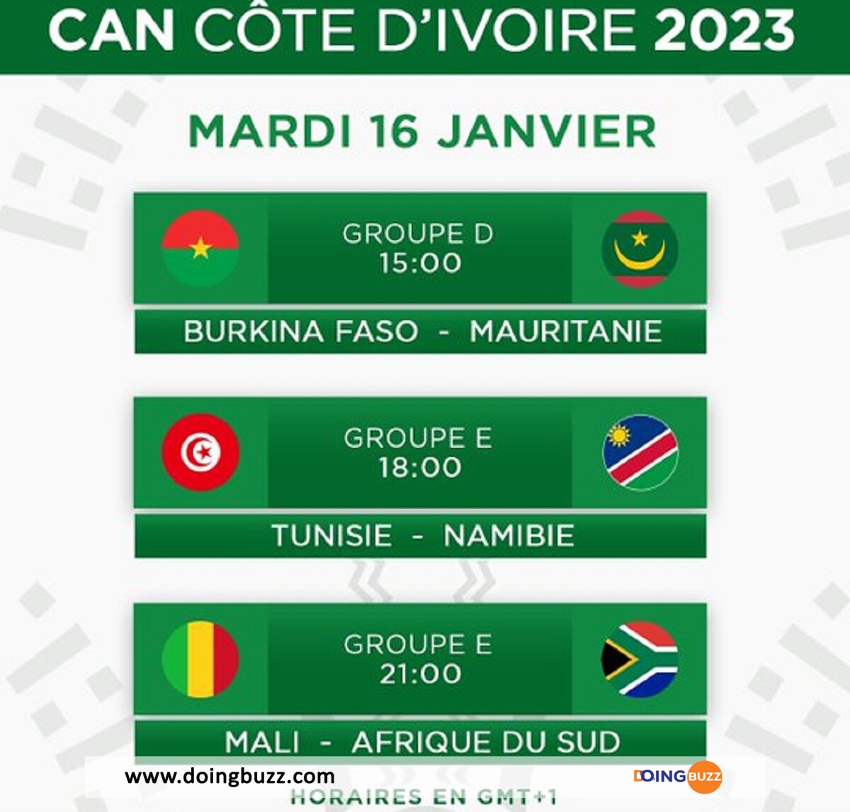 Can 2023 : Voici Le Programme De Ce Mardi 16 Janvier 2024