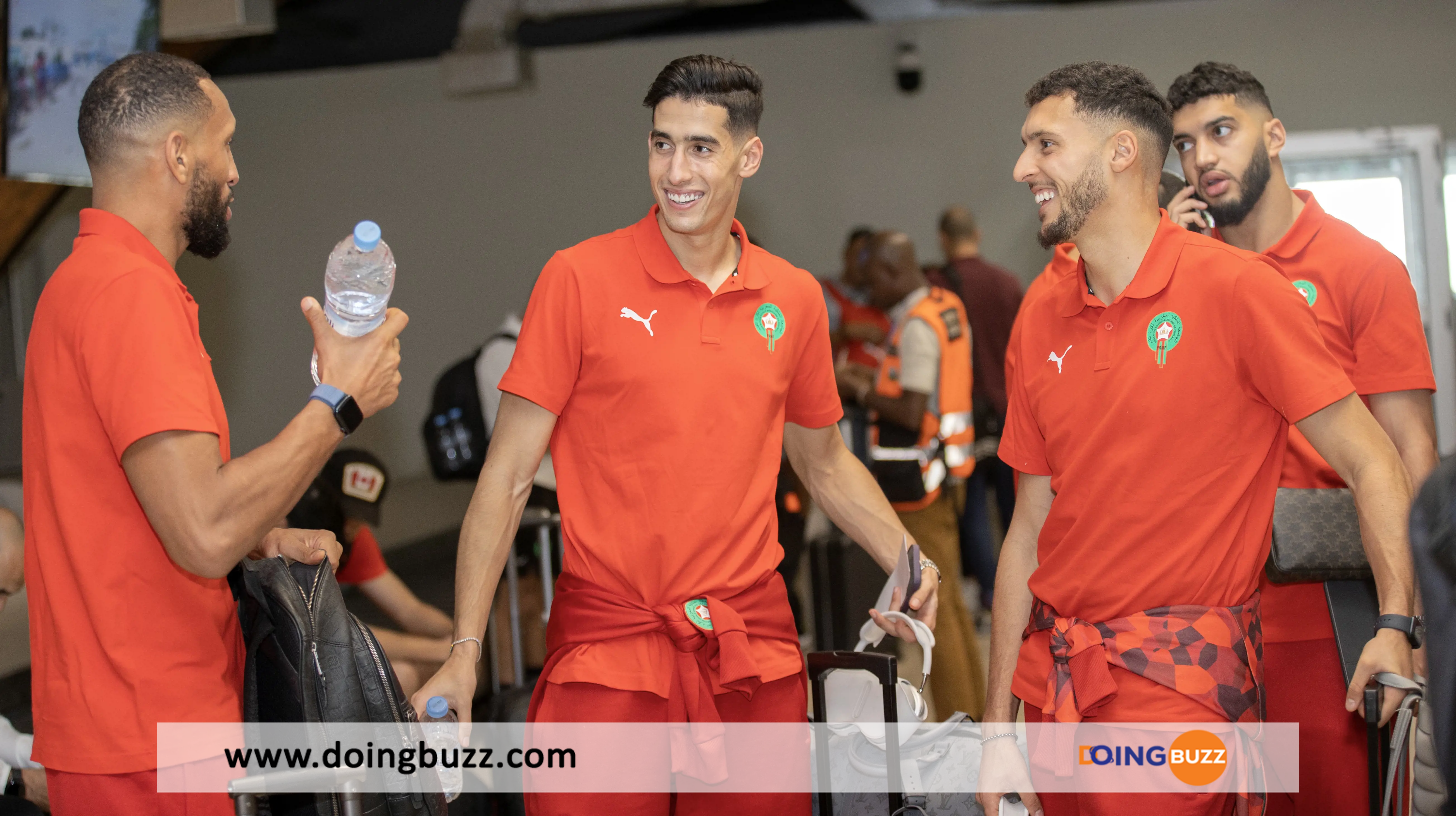 Nayef Aguerd C And Teammates Arrive During The 2023 Africa Cup Of Nations Afcon Morocco Team Arrivals At The Felix Houphouet Boigny Airport In Abidjan