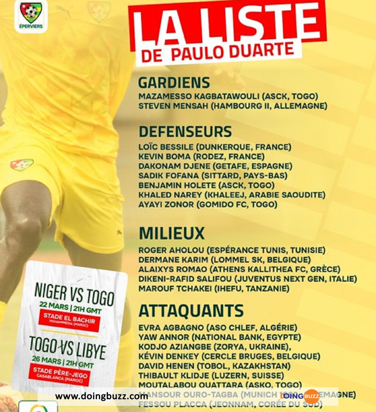 Togo : La Liste Des 23 Joueurs Convoqués Avec Ces Nouvelles Pépites !