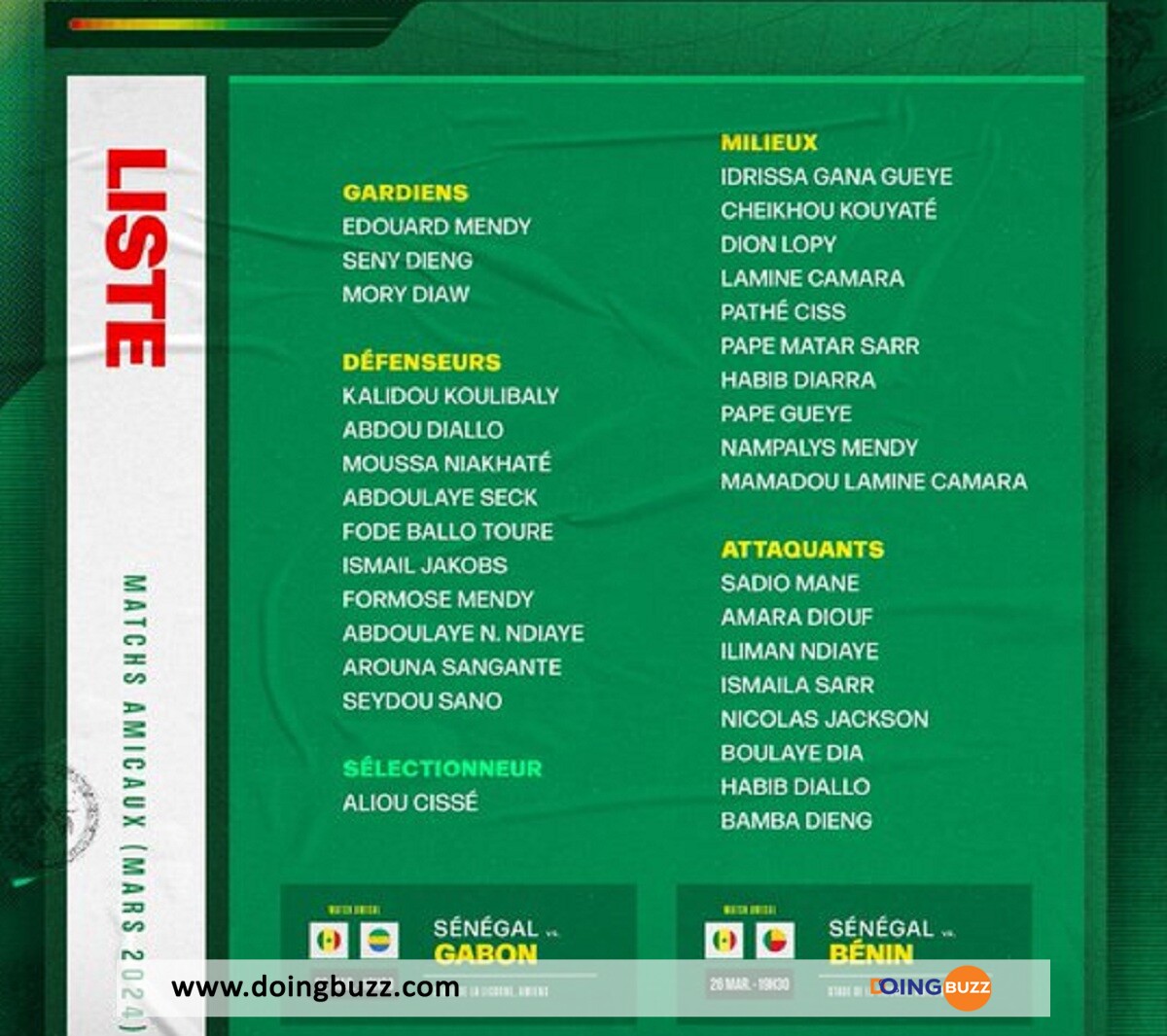 Sénégal : Aliou Cissé Annonce Sa Liste De 31 Joueurs Retenus Pour Les Matchs Amicaux !