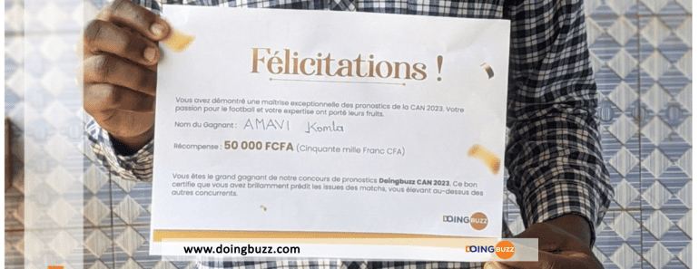 Félicitations Au Grand Gagnant De La Can 2023 Sur Doingbuzz : Un Pari Gagnant De 50 000 Fcfa !