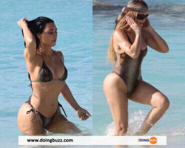 Kim Et Khloé Kardashian Portent Des Maillots De Bain En Peau De Serpent (Photos)