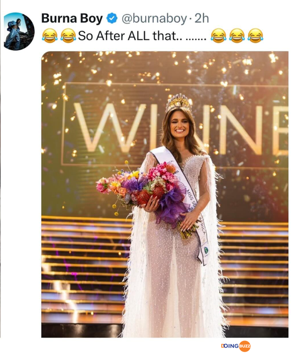 So After All That Burna Boy Mocks South Africans After A Caucasian Woman Won Their Miss Sa Pageantry Following The Withdrawal Of Chidinma Vanessa Adetshina 1 1723356874