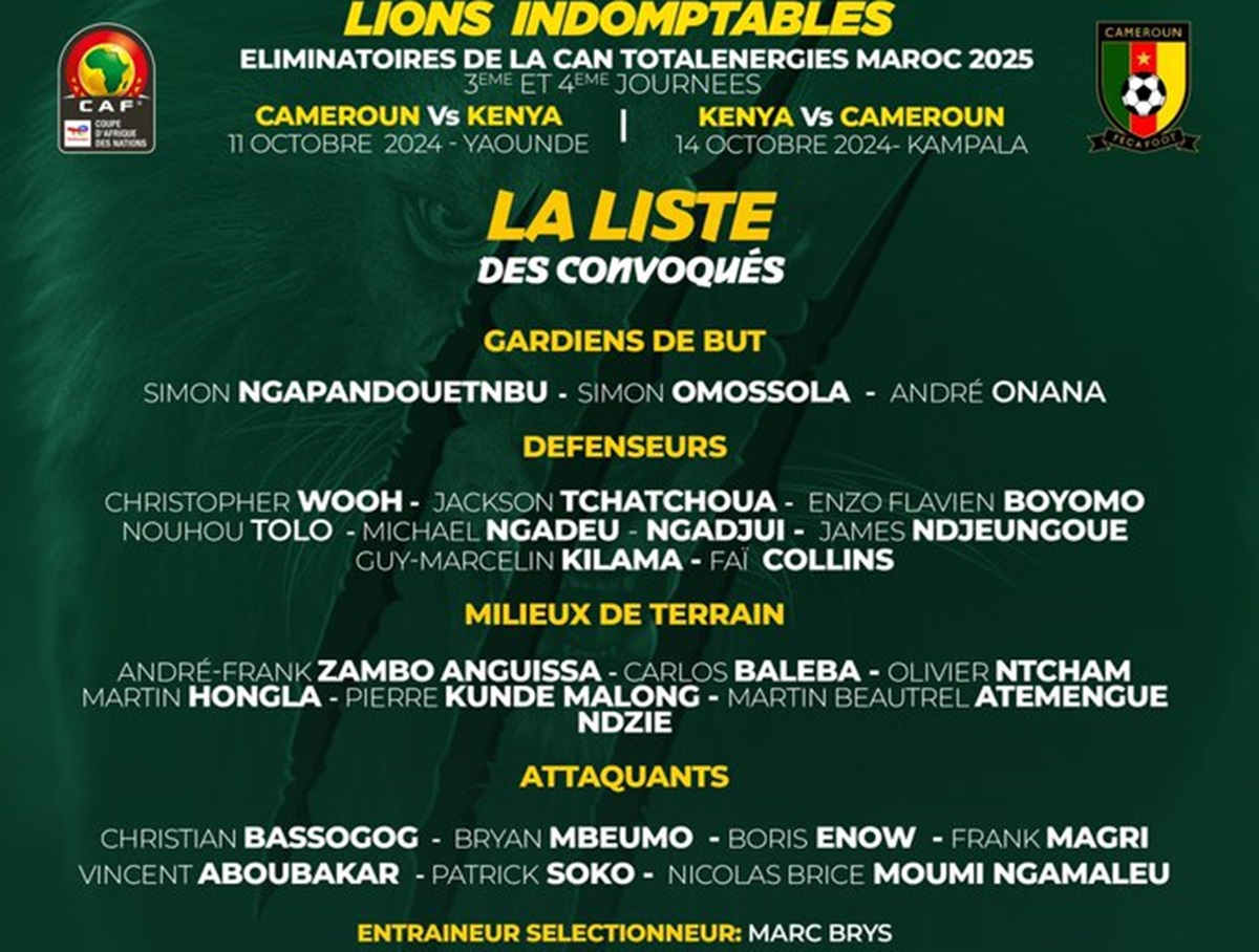 Elim Can 2025 / Cameroun : Marc Brys Dévoile La Liste Des Joueurs Convoqués !