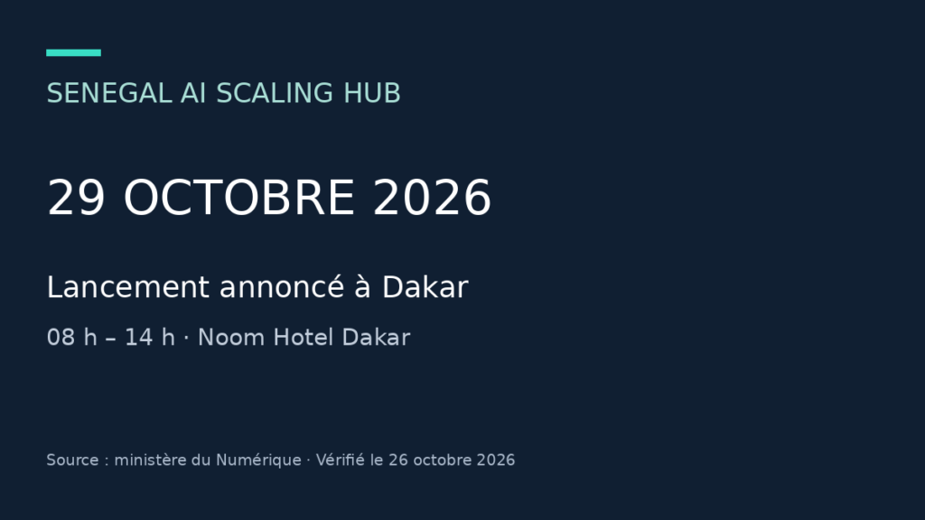 Senegal AI Scaling Hub : lancement annoncé à Dakar le 29 octobre 2026